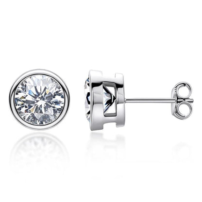 925 Sterling Silver Brilliant Round Cut Cubic Zirconia Stud Earrings 3