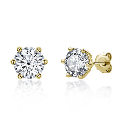 925 Sterling Silver Round Cut Cubic Zirconia Classic Stud Earrings 9