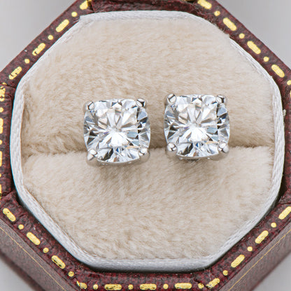 925 Sterling Silver Classic Brilliant Cushion Cut Stud Earrings 3