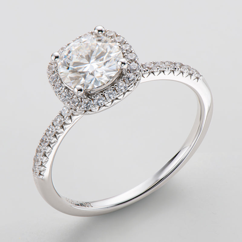 925 Sterling Silver Classic Round Cut CZ Halo Ring 6