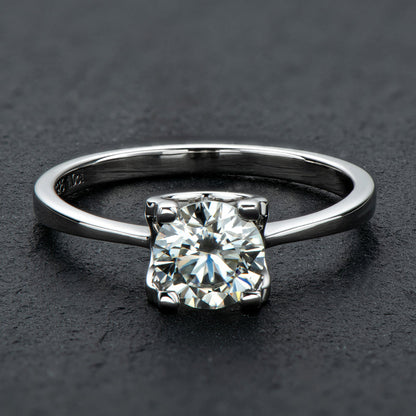 925 Sterling Silver Classic Round Cut CZ Solitaire Ring 9