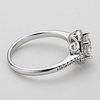 925 Sterling Silver  Classic Round Cut CZ Halo Ring 9