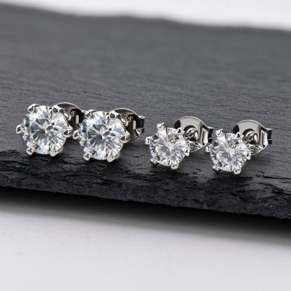 925 Sterling Silver Classic Round Cut Cubic Zirconia Stud Earrings 3