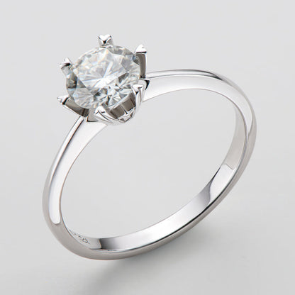 925 Sterling Silver Classic Round Cut CZ Solitaire Ring 8