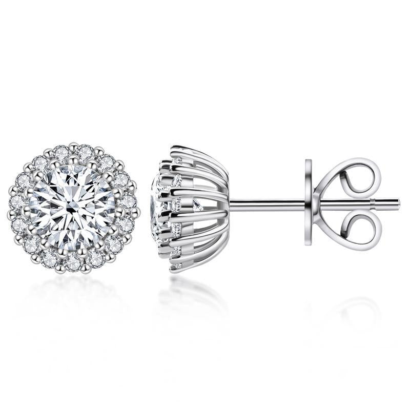 925 Sterling Silver Round Cubic Zirconia Stud Earrings 14