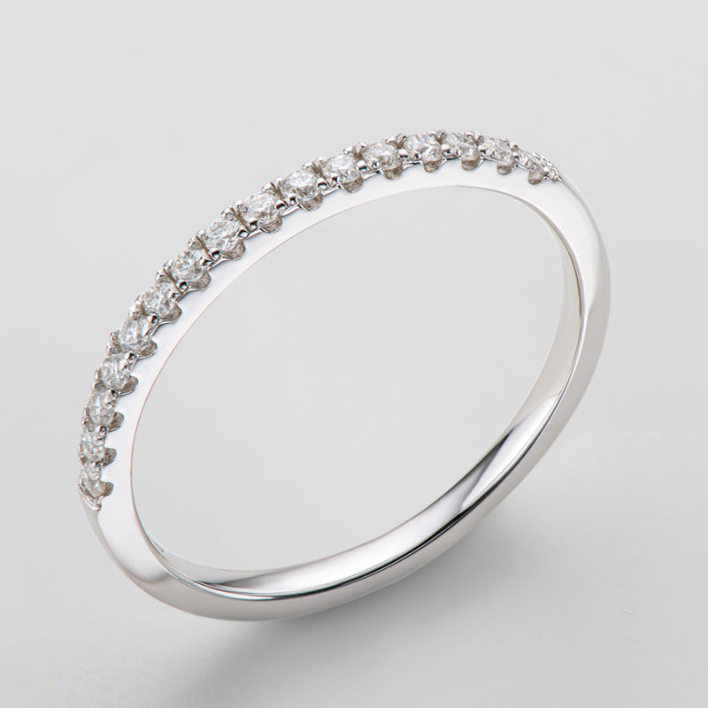 925 Sterling Silver Round Cut Cz Half Eternity Ring 6