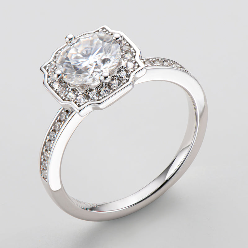 925 Sterling Silver  Classic Round Cut CZ Halo Ring 8