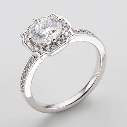 925 Sterling Silver  Classic Round Cut CZ Halo Ring 8