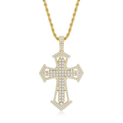 925 Sterling Silver Created Diamond Personalized Cross Luxury Hip Hop Pendant Necklace 3