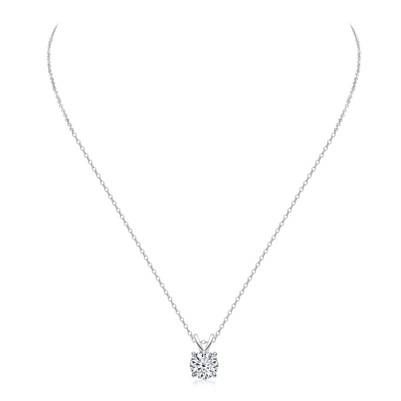 925 Sterling Silver Brilliant Round CZ Pendant Necklace 10