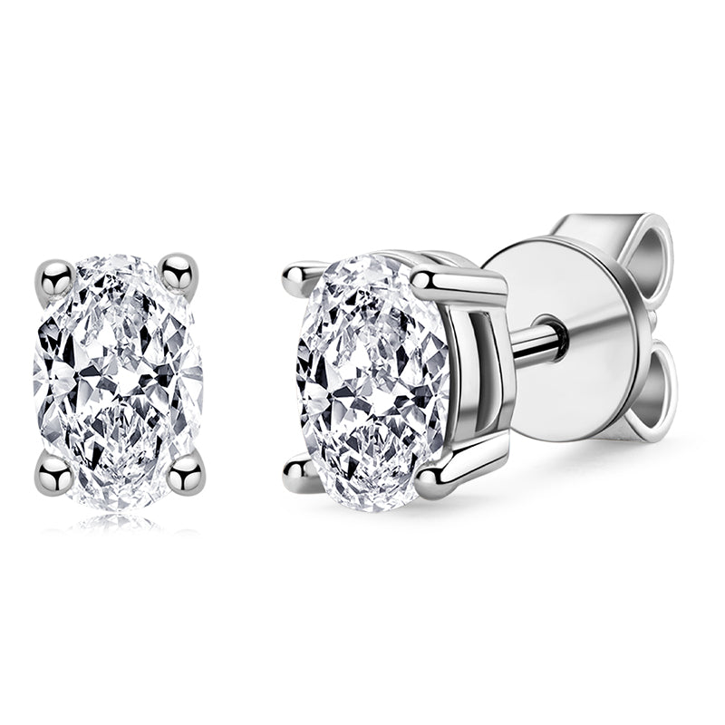 925 Sterling Silver Oval Cut Cubic Zirconia Stud Earrings 2