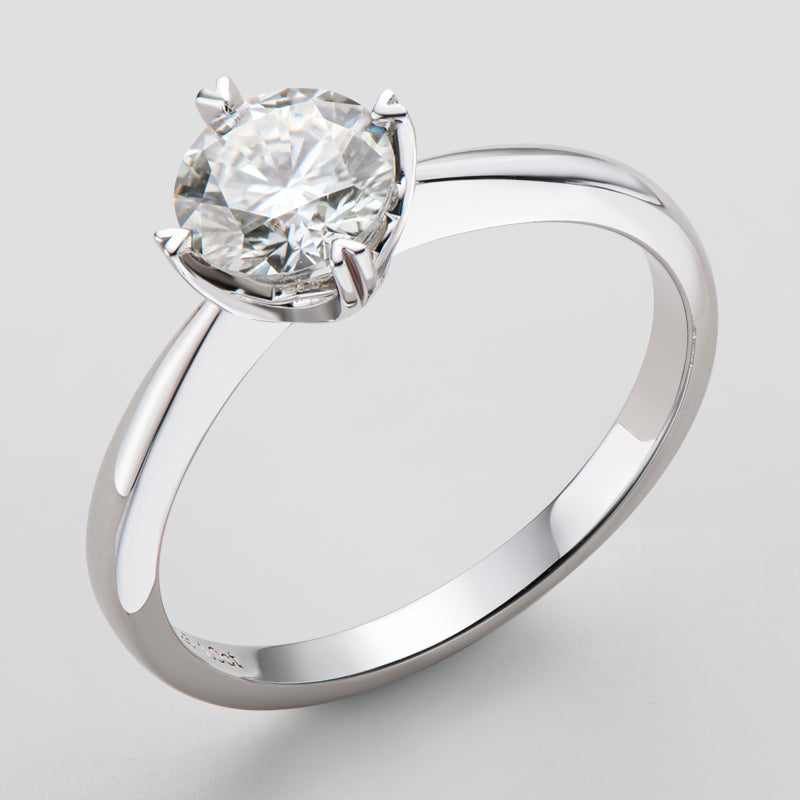 925 Sterling Silver  Classic Round Cut CZ Four Prong Solitaire Ring 8