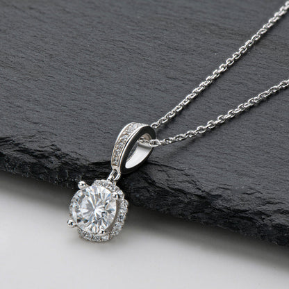 925 Sterling Silver Classic Brilliant Round CZ Pendant Necklace 7