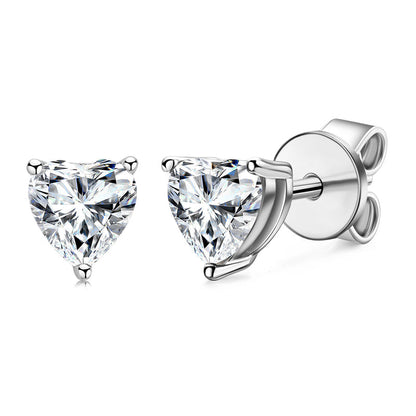 925 Sterling Silver Heart Shaped Cubic Zirconia Stud Earrings 3