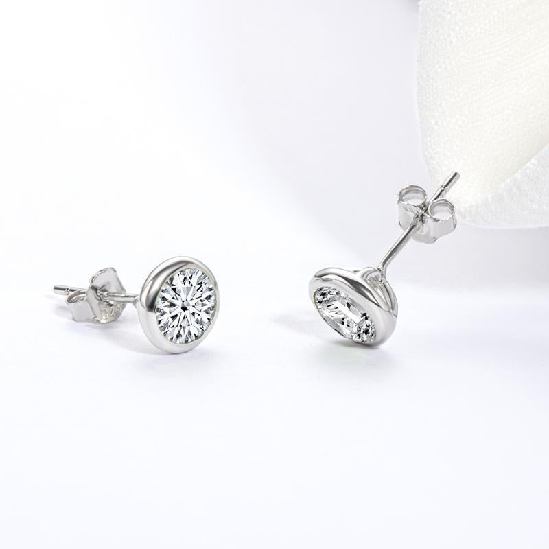 925 Sterling Silver Brilliant Round Cut Cubic Zirconia Stud Earrings 5