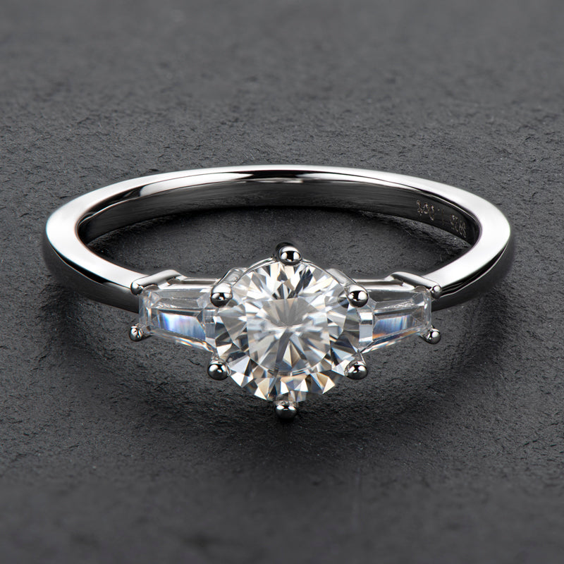 Classic Round Cut CZ Diamond Three Stone Ring 9