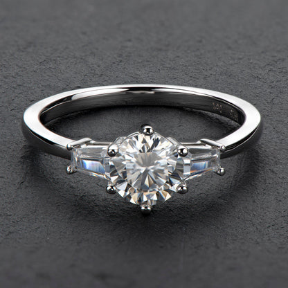 Classic Round Cut CZ Diamond Three Stone Ring 9