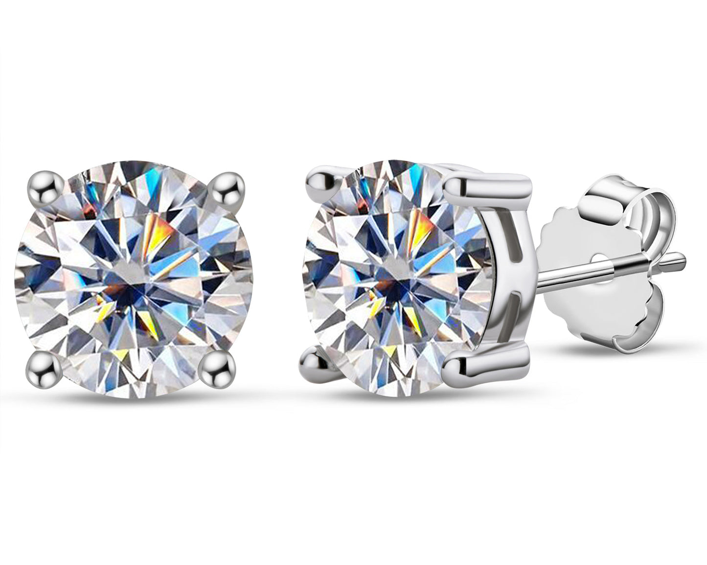 925 Sterling Silver Round Cut CZ Classic Stud Earrings 7