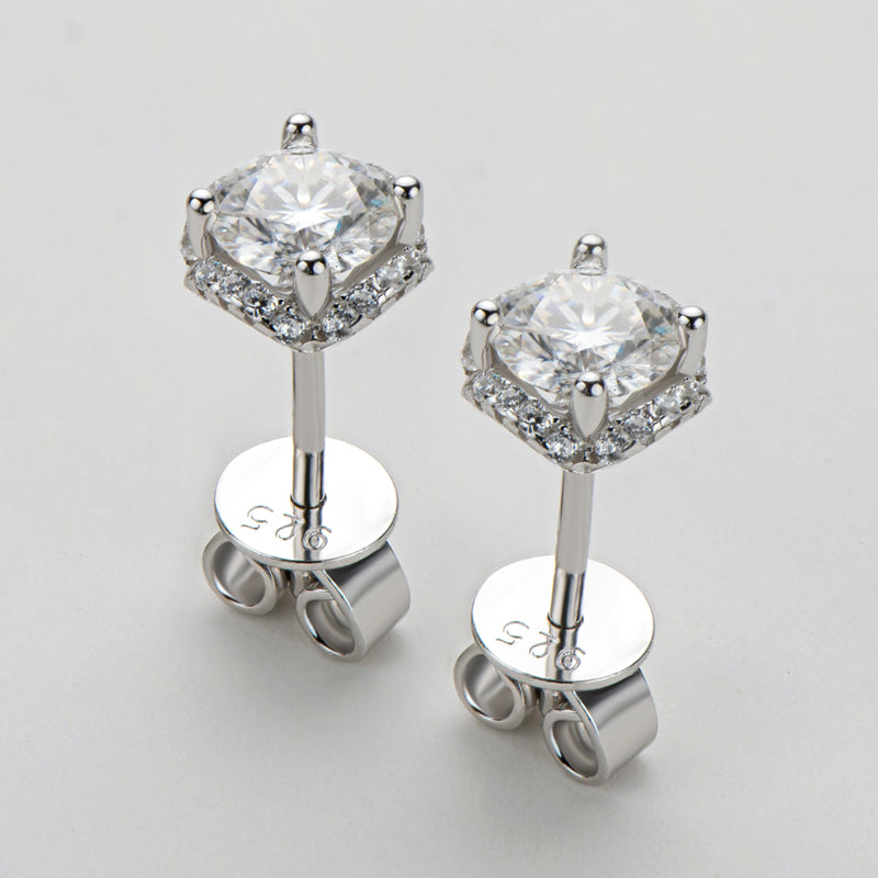 925 Sterling Silver Classic Round Cut Stud Earrings 8