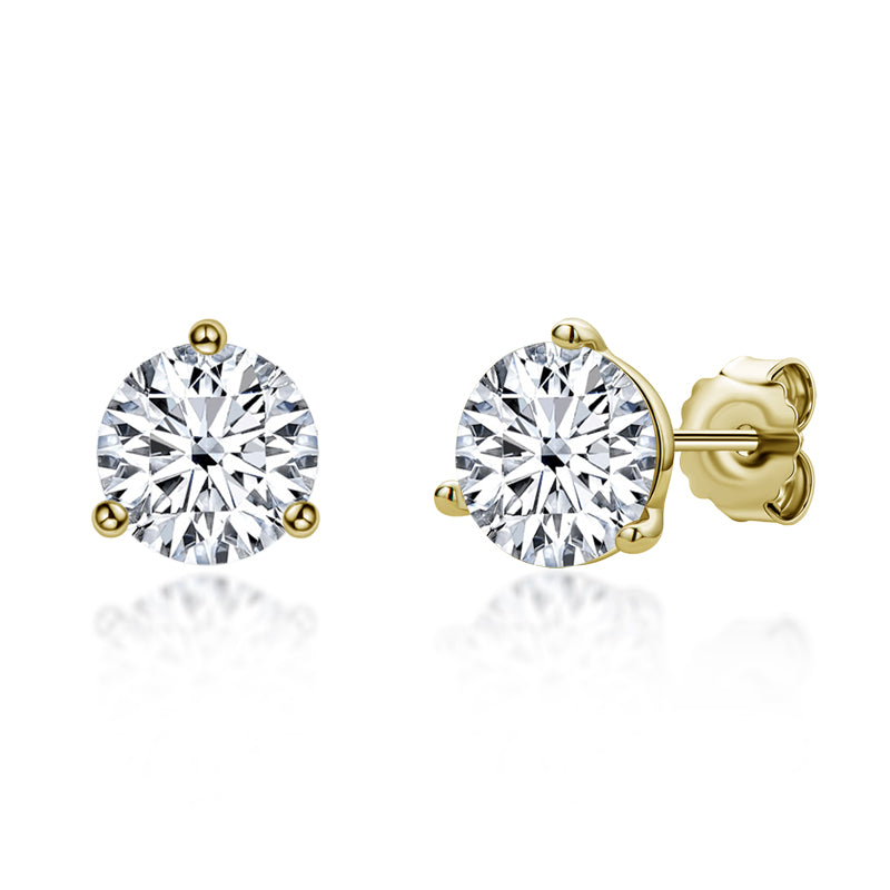 925 Sterling Silver Round Cut Cubic Zirconia Simple Stud Earrings 4