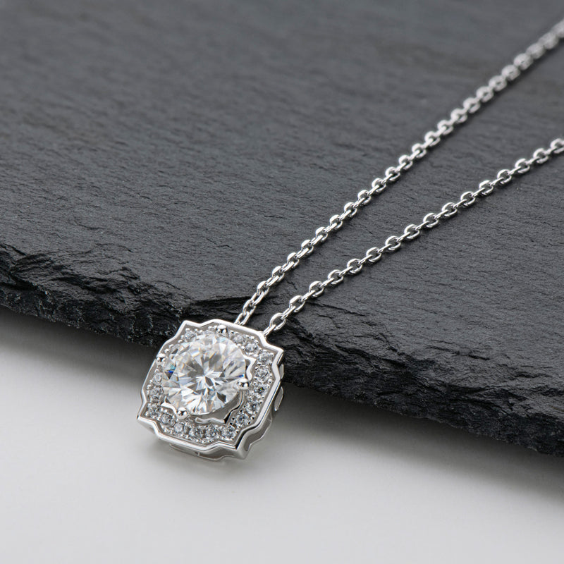 925 Sterling Silver Classic Brilliant Round CZ Pendant Necklace 9