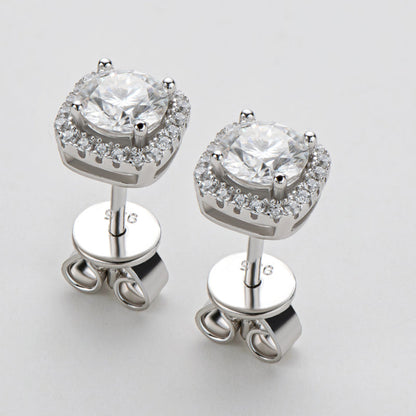 925 Sterling Silver Classic Round Cut Cubic Zirconia Stud Earrings 4