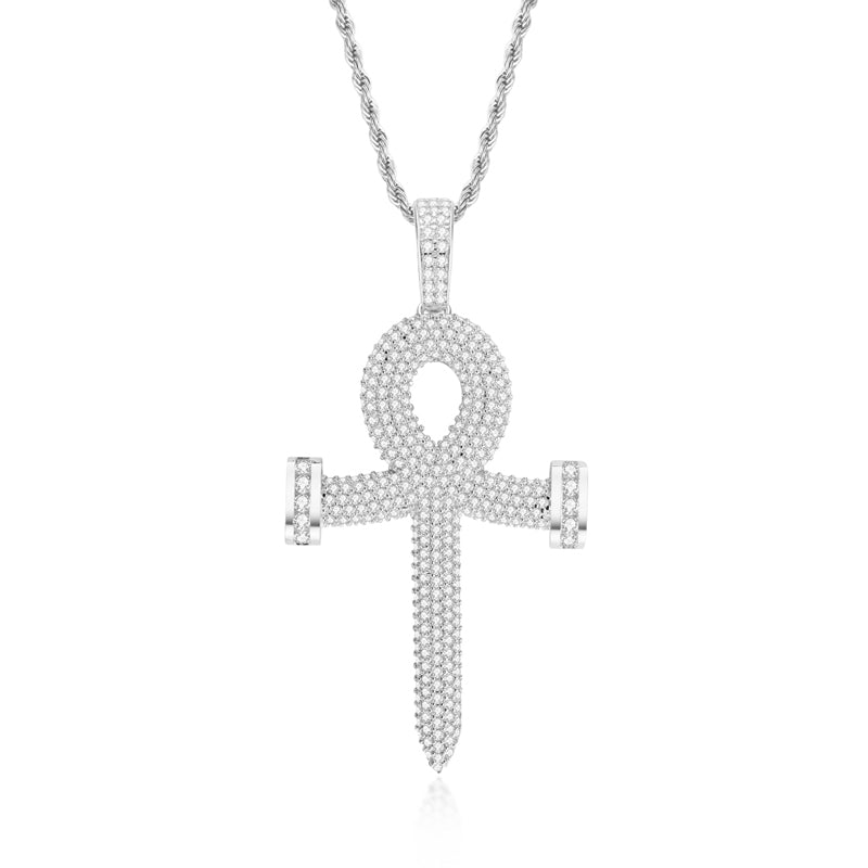 925 Sterling Silver Personalized Cross Created CZ Rope Chain Pendant Necklace 1