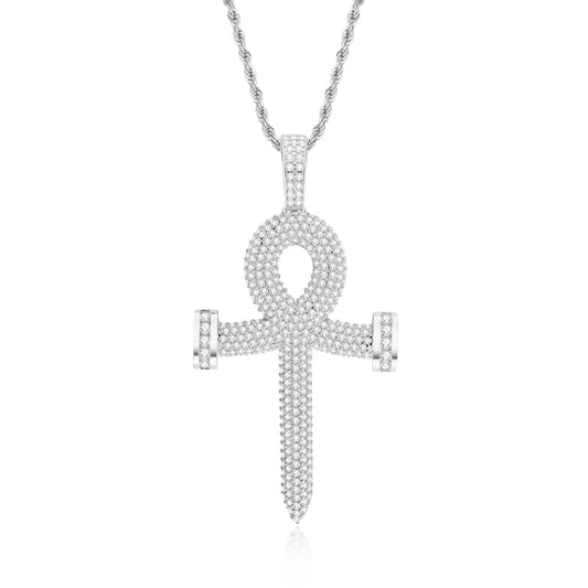 925 Sterling Silver Personalized Cross Created CZ Rope Chain Pendant Necklace 1