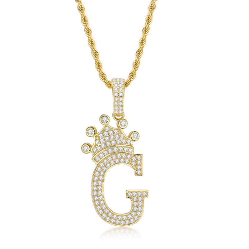 925 Sterling Silver Round Cut Created Diamond Hip Hop Micro Pave The Letter G Pendant Necklace 2