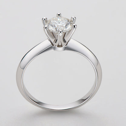 925 Sterling Silver Classic Round Cut CZ Six Prong Solitaire Ring 10