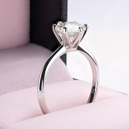 925 Sterling Silver Classic Round Brilliant Cut CZ Solitaire Ring 14