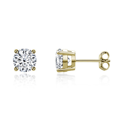 925 Sterling Silver Round Cut Cubic Zirconia Stud Earrings 4