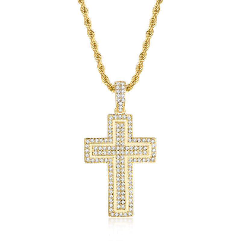 925 Sterling Silver Personalized Multilayer Cross Long Chain Cool Pendant Necklace 2