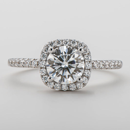 925 Sterling Silver Classic Round Cut CZ Halo Ring 1