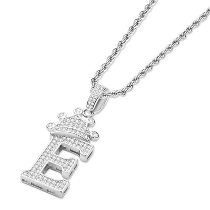 925 Sterling Silver Round Cut Created Diamond Hip Hop Micro Pave The Letter E Pendant Necklace 4