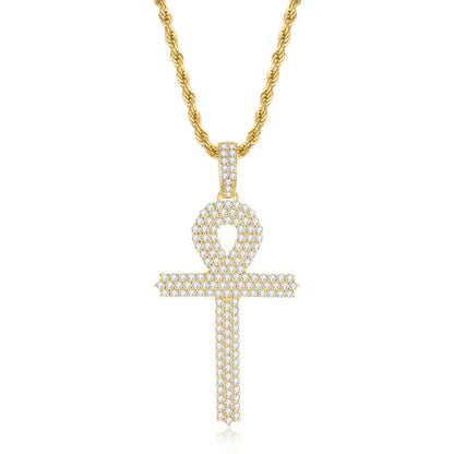 925 Sterling Silver Created Diamond Cross  Hip Hop Men Pendant Necklace 2