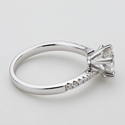 925 Sterling Silver Classic Round Cut CZ Twisted Ring 6