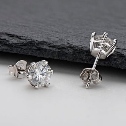 925 Sterling Silver Classic Round Cut Cubic Zirconia Stud Earrings 4