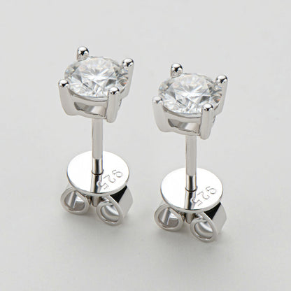 925 Sterling Silver Classic Round Cut Cubic Zirconia Stud Earrings 8