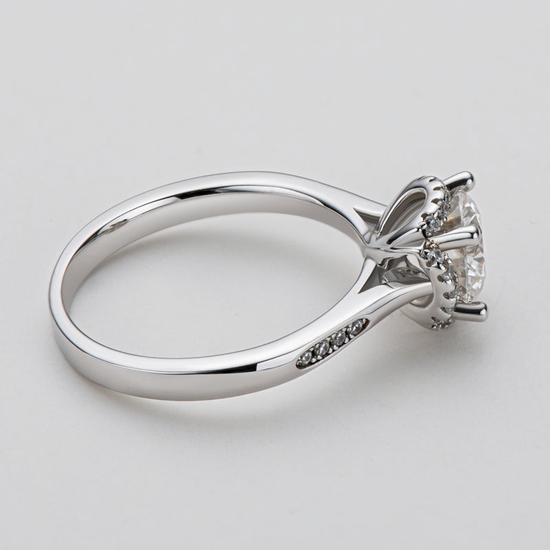 925 Sterling Silver Classic Round Cut CZ Halo Ring 6