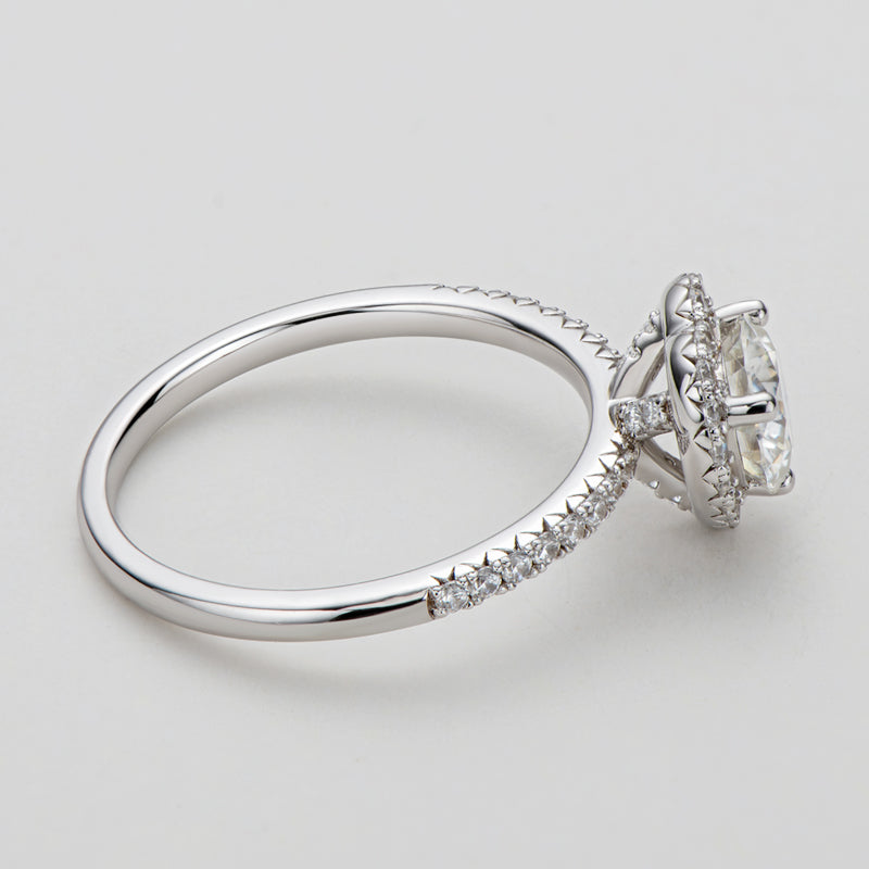 925 Sterling Silver Love Heart Halo Round Cut CZ Ring 8