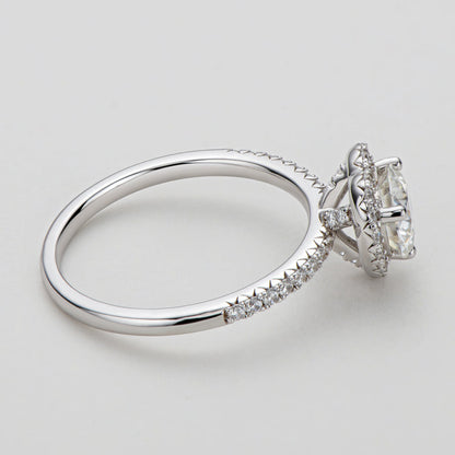 925 Sterling Silver Love Heart Halo Round Cut CZ Ring 8