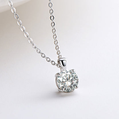 925 Sterling Silver Brilliant Round CZ Pendant Necklace 10