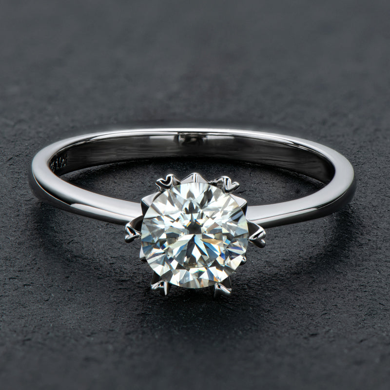 925 Sterling Silver Classic Round Cut CZ Solitaire Ring 9