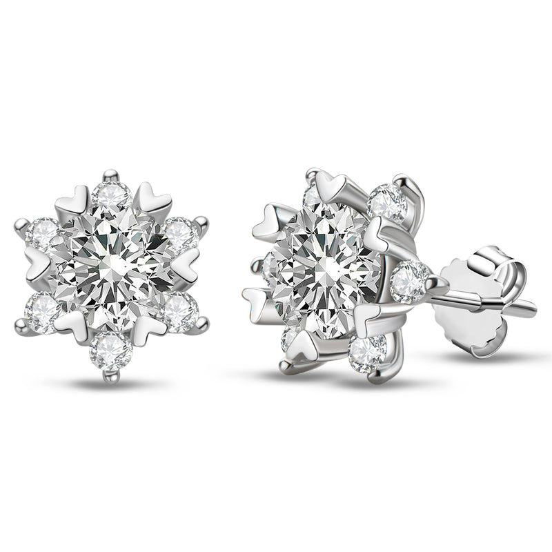 925 Sterling Silver Round Cut Cubic Zirconia Classic Stud Earrings 3