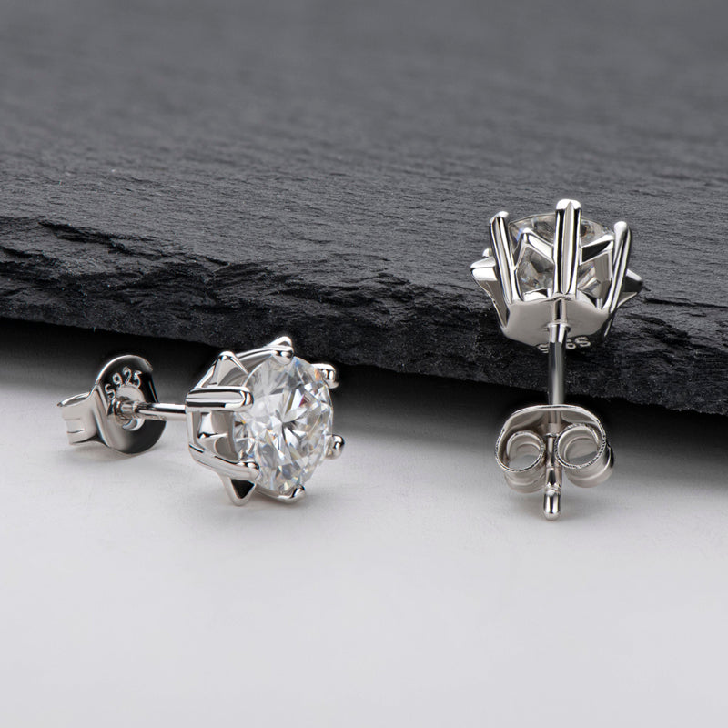 925 Sterling Silver Snowflake Round Cut Cubic Zirconia Stud Earrings 4