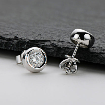 925 Sterling Silver Classic Round Cut Stud Earrings 4