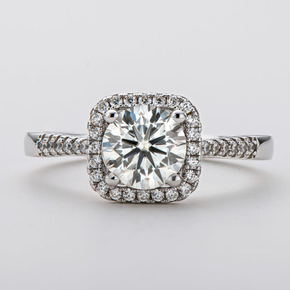 925 Sterling Silver  Classic Round Cut CZ Halo Ring 9