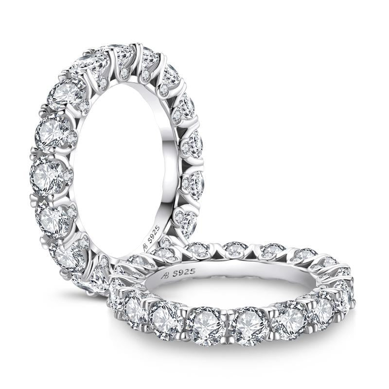 925 Sterling Silver Round Created CZ Full Eternity Ring 1