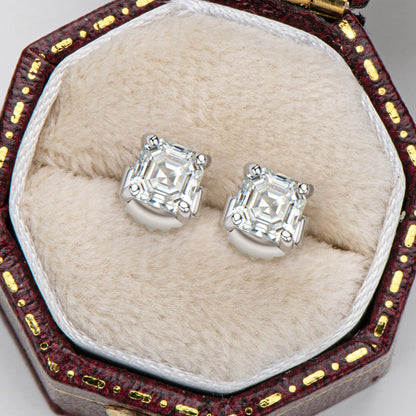 925 Sterling Silver Asscher Cut Cubic Zirconia Earrings 4